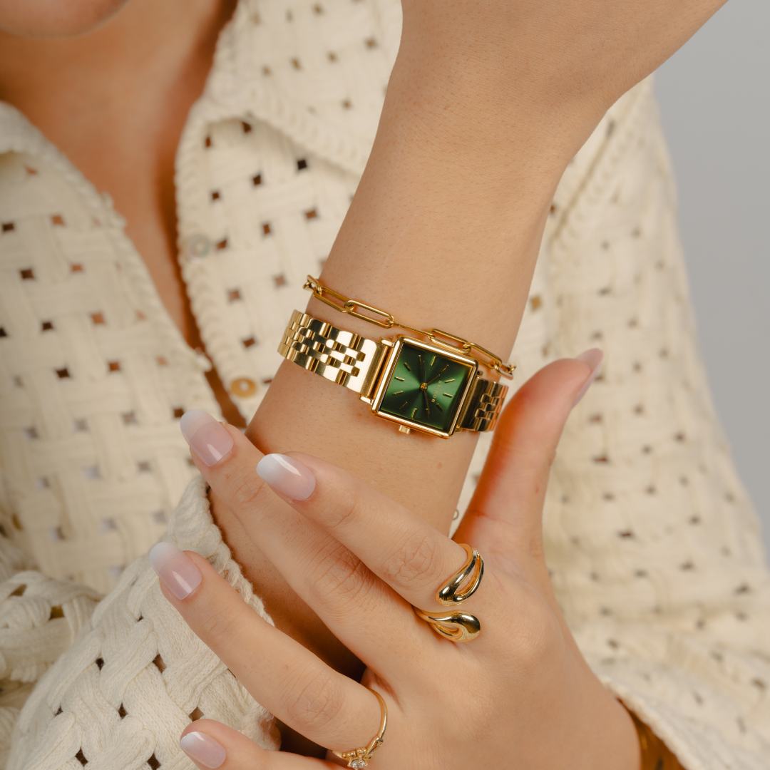 Classic Petite - Green Gold Paperclip Stack