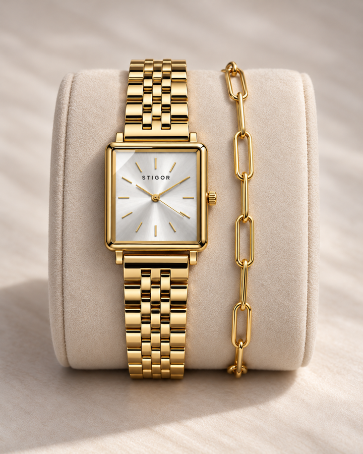Classic Petite - Satin Gold Paperclip Stack