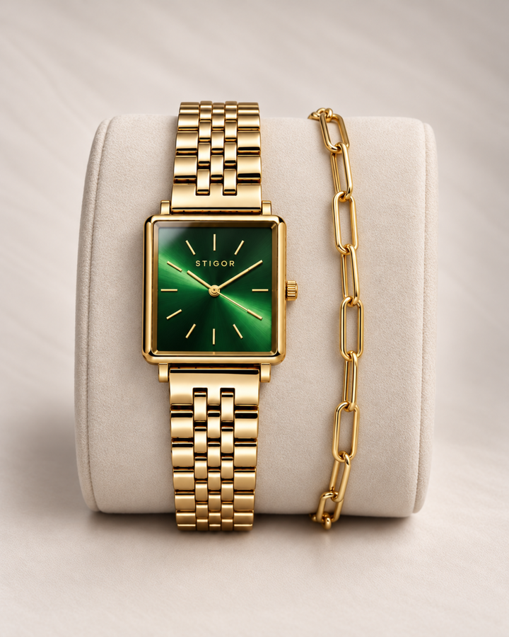Classic Petite - Green Gold Paperclip Stack