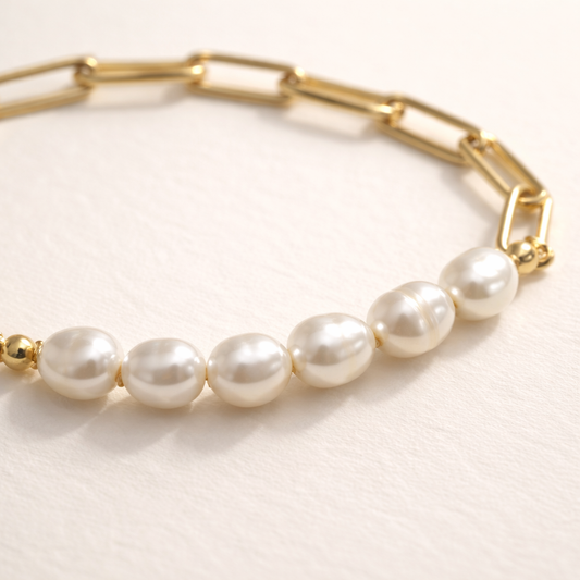 Signature Freshwater Pearl Paperclip Bracelet