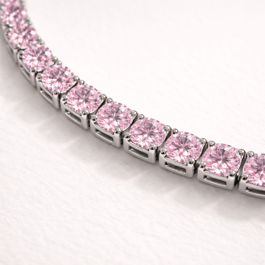 Classic Tennis Bracelet - Silver/Pink