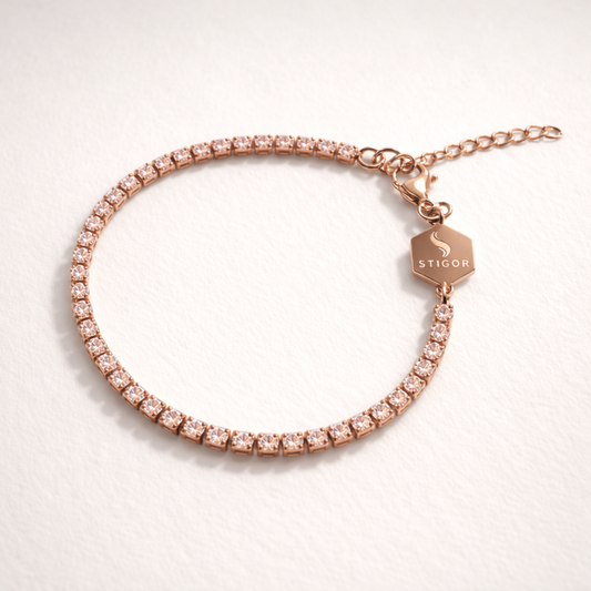Classic Tennis Bracelet - Rose Gold/Morganite