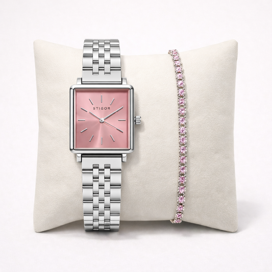 Classic Petite - Pink Silver Tennis Stack