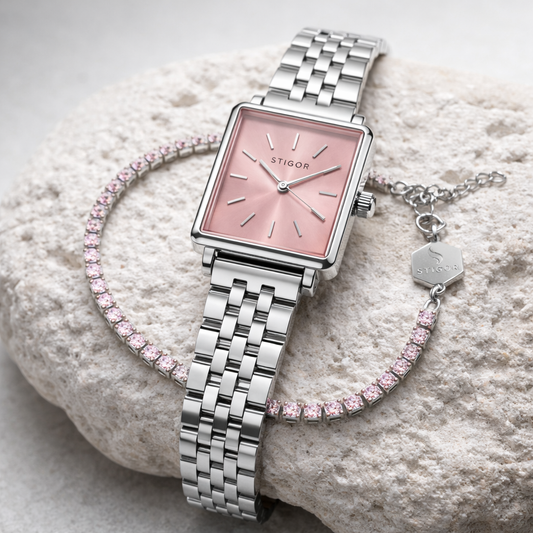 Classic Petite - Pink Silver Tennis Stack