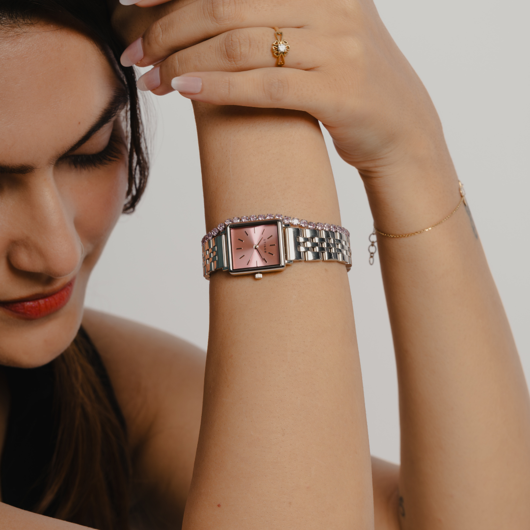 Classic Petite - Pink Silver Tennis Stack