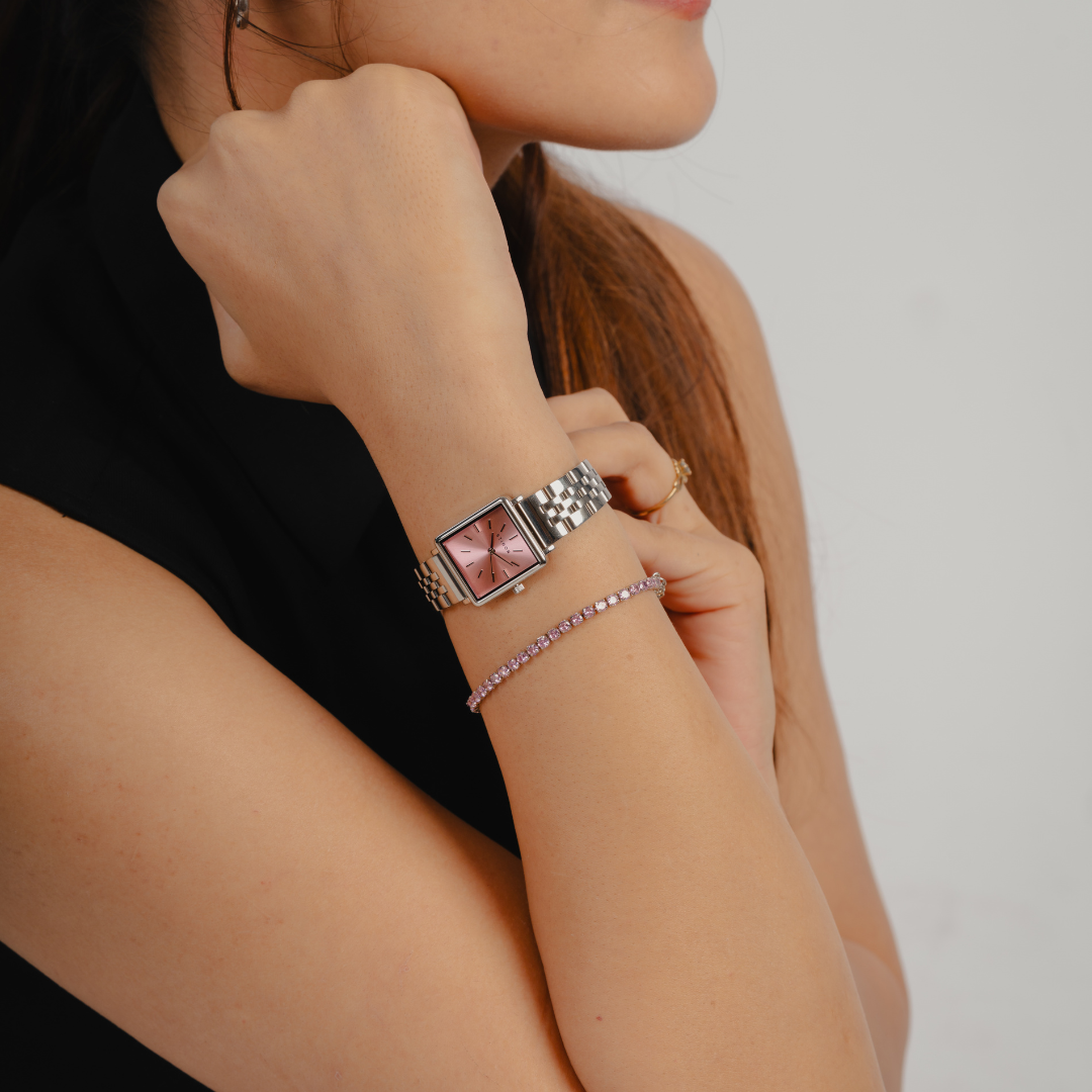 Classic Petite - Pink Silver Tennis Stack