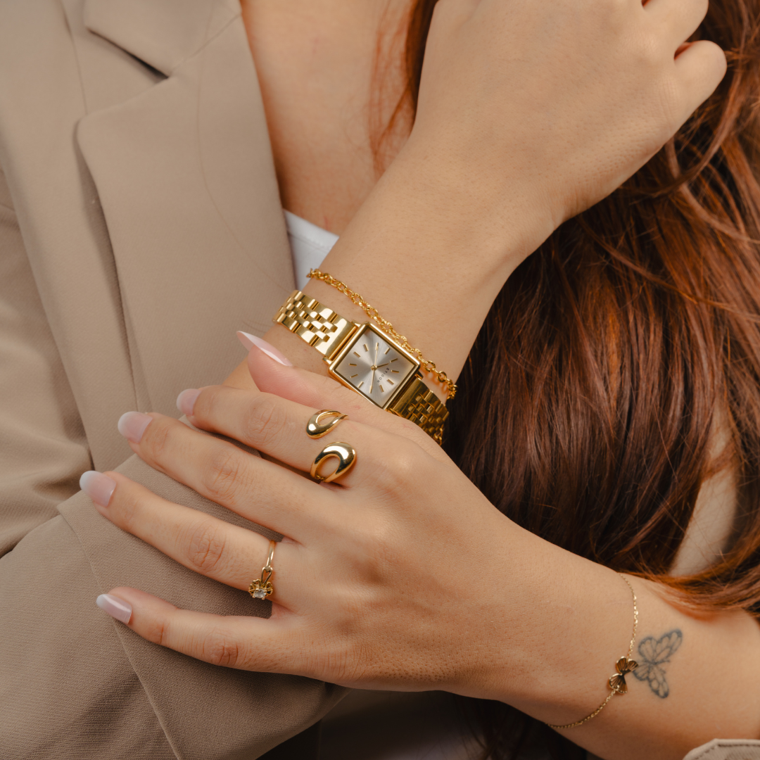 Classic Petite - Satin Gold Tennis Stack
