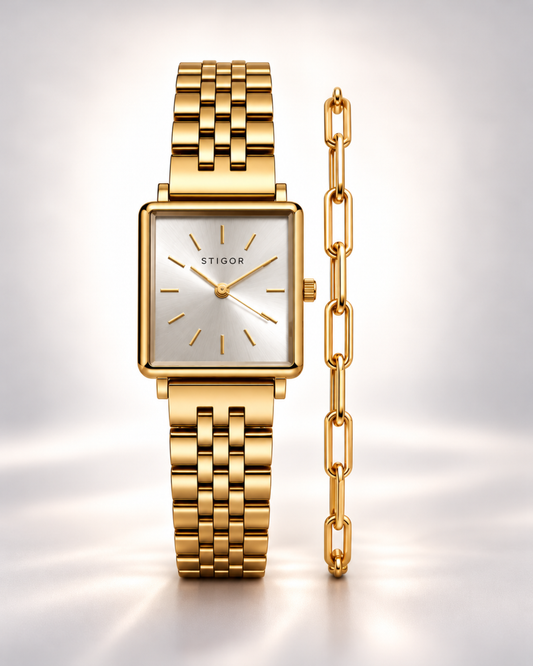 Classic Petite - Satin Gold Paperclip Stack