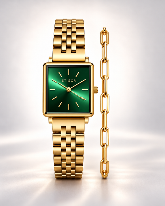 Classic Petite - Green Gold Paperclip Stack