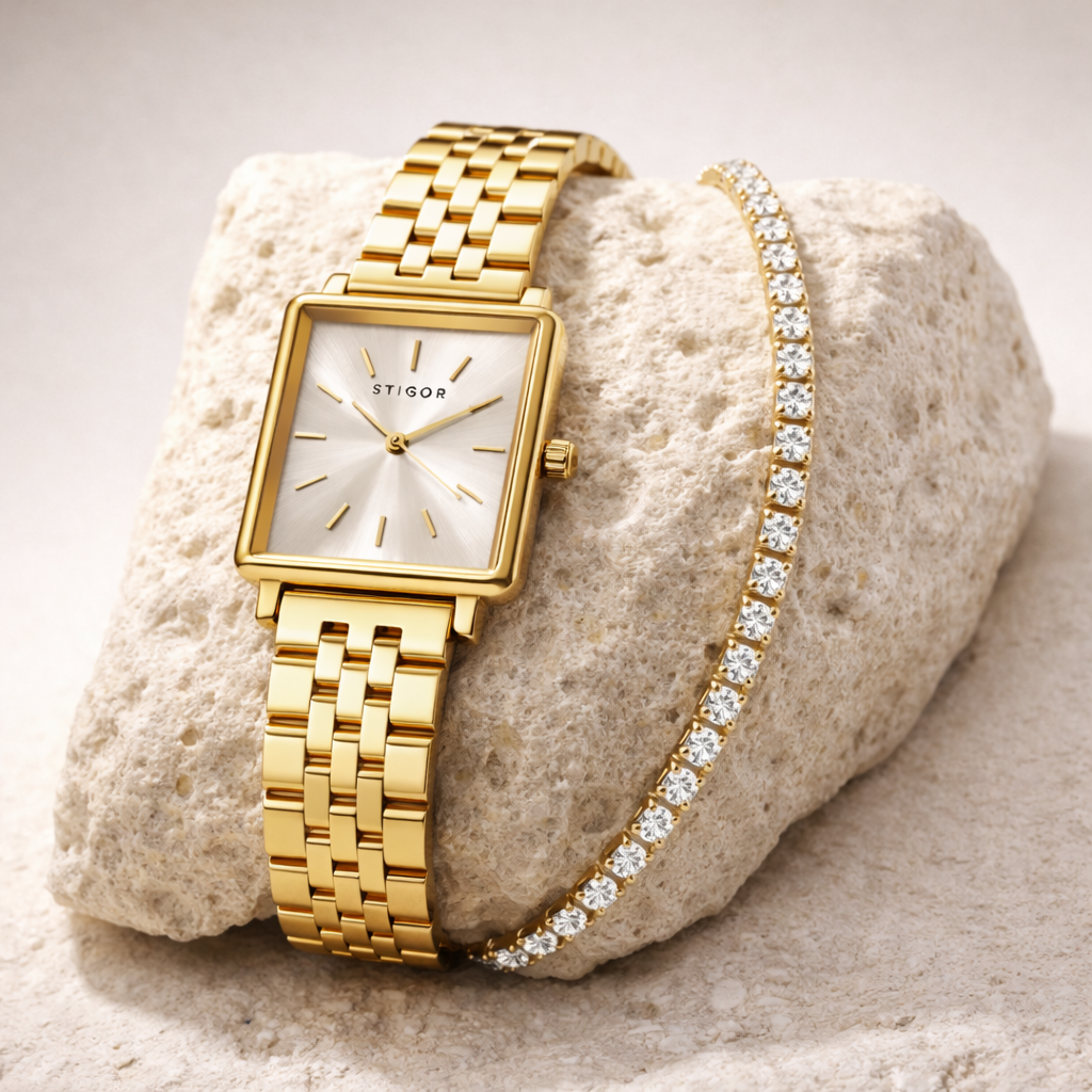 Classic Petite - Satin Gold Tennis Stack