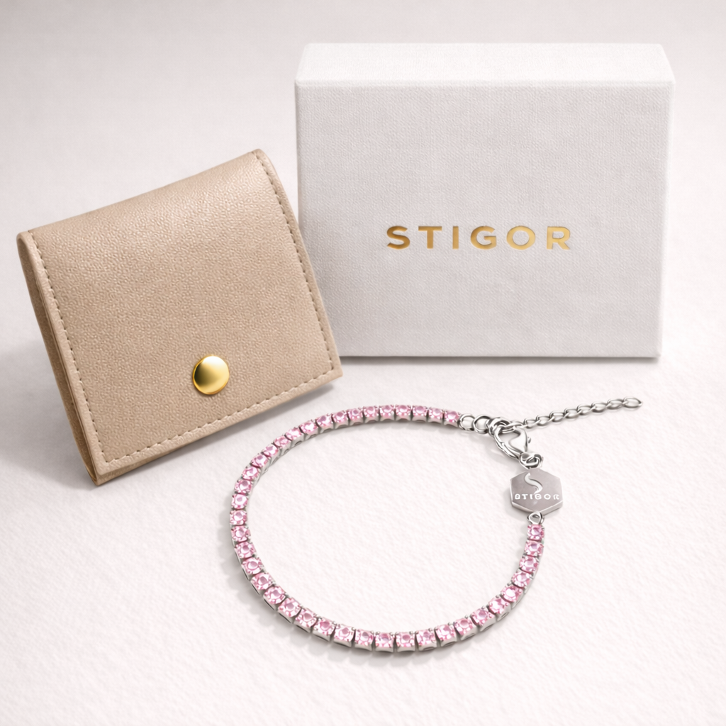Classic Tennis Bracelet - Silver/Pink