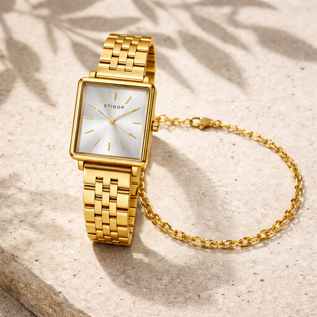 Classic Petite - Satin Gold Chain Stack