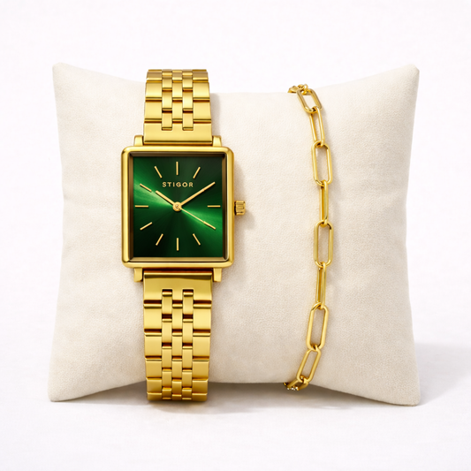 Classic Petite - Green Gold Paperclip Stack