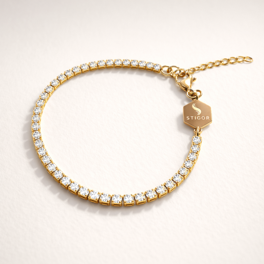 Classic Petite - Satin Gold Tennis Stack