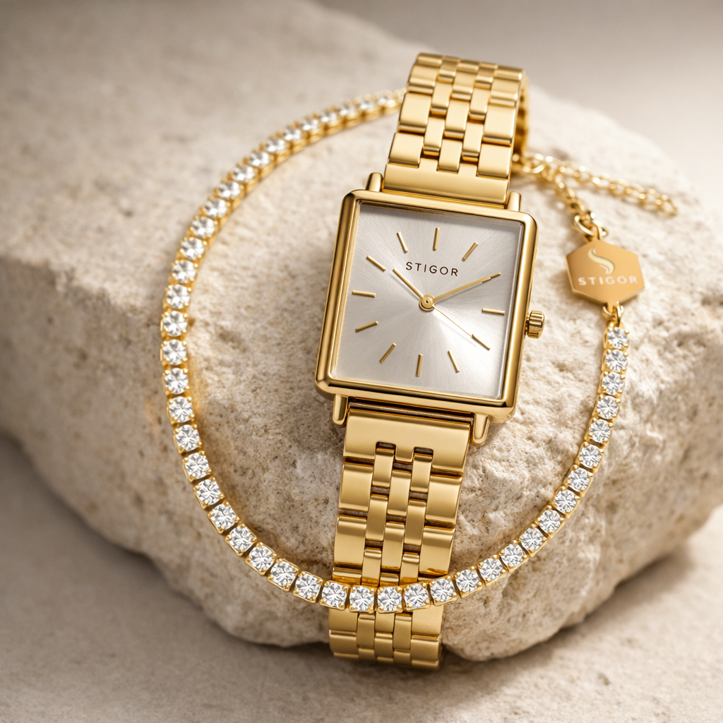 Classic Petite - Satin Gold Tennis Stack