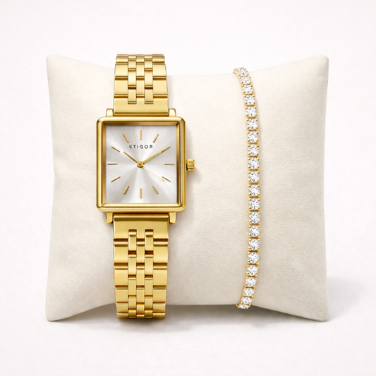 Classic Petite - Satin Gold Tennis Stack